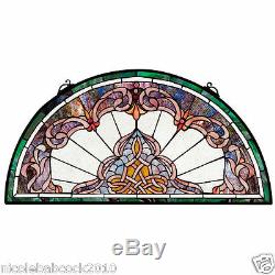 32.5 Half Moon Victorian Style Stained Glass Window