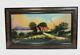 33 X 19 Antique Reverse Glass Painting Art Sweet Well Victorian Tiger Eye Wood