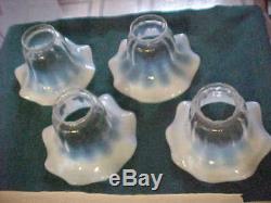 4 Victorian Art Glass Opalescent Swirl 2-1/4 Fitter Electric Lamp Shades