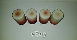 4 Victorian Art Glass Wheeling satin Peach Blow Hobbs Brockunier Tumblers