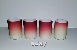 4 Victorian Art Glass Wheeling satin Peach Blow Hobbs Brockunier Tumblers