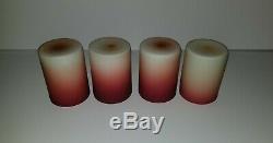 4 Victorian Art Glass Wheeling satin Peach Blow Hobbs Brockunier Tumblers