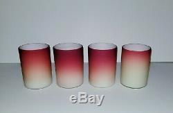 4 Victorian Art Glass Wheeling satin Peach Blow Hobbs Brockunier Tumblers