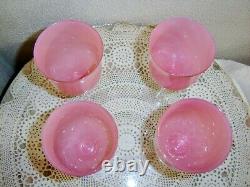 4 Vintage French Pink Swirl Opaline 8 Inch Wine Glass Stem