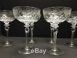 6 Antique Victorian Brilliant Cut Crystal Kosta Sweden Champagne Coupes Glasses