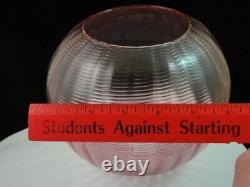 6x6 Antique Bohemian Applied Cranberry Threaded Art Deco Glass Fish Bowl Vase