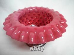 7 Fenton Cranberry Red & Opalescent Hobnail Fairy Candle Lamp 3 Pc Mint Large