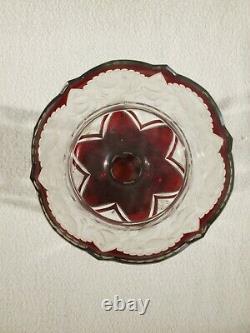 7 Lustres Vase Czech Antique Cranberry Bohemian Crystal Girandole Victorian