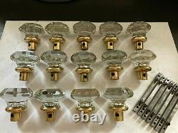 7 Pair 14 Antique Arts Craft Deco Victorian 8 Point Sided Glass Brass Door Knobs