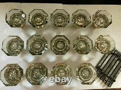 7 Pair 14 Antique Arts Craft Deco Victorian 8 Point Sided Glass Brass Door Knobs