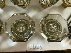 7 Pair 14 Antique Arts Craft Deco Victorian 8 Point Sided Glass Brass Door Knobs