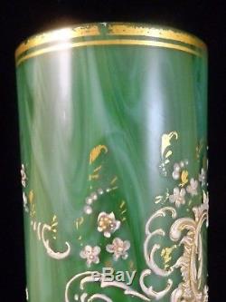 8 Antique Victorian Bohemian Loetz Marmoriertes Malachite ROCOCO Art Glass Vase