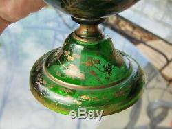 9-1/2 Antique Bohemian Victorian Emerald Green Gold Gilt Vase withLadies Portrait