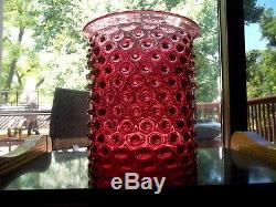 9 Hall Light Lamp Shade Cranberry Red/Pink Hobnail art glass Victorian Antique