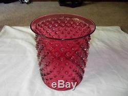 9 Hall Light Lamp Shade Cranberry Red/Pink Hobnail art glass Victorian Antique