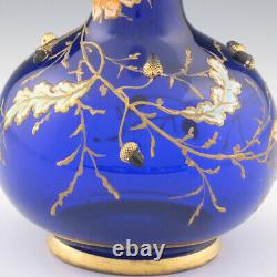 A Moser Oak Leaves and Acorns Enamelled Bottle Vase c1885