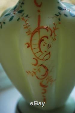 A Pair of Harrach Bohemian Uranium Glass Vases Victorian Enamelled Glass #214