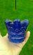 A Rare Victorian Blue Clarkes Prince Of Wales Fleur De Lys Glass Fairy Lamp