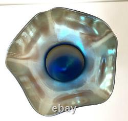 A Stunning TIFFANY STUDIOS Blue Iridescent Flower Form Favrile Art Glass Vase