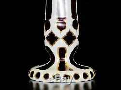 A Stunning Victorian Bohemian White Cut To Cranberry Glass Vase