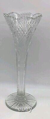 ABP American Brilliant Fine Cut Glass Crystal Trumpet Vase 16 Inches Hawkes