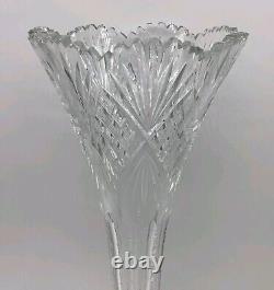 ABP American Brilliant Fine Cut Glass Crystal Trumpet Vase 16 Inches Hawkes