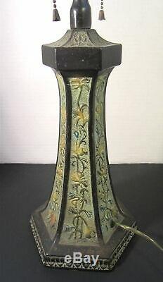 ALADDIN Art Deco Victorian Cast Iron Lamp Base Reverse Painted Glass NO SHADE