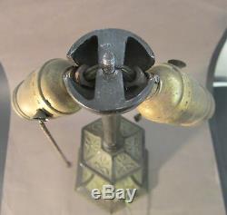 ALADDIN Art Deco Victorian Cast Iron Lamp Base Reverse Painted Glass NO SHADE