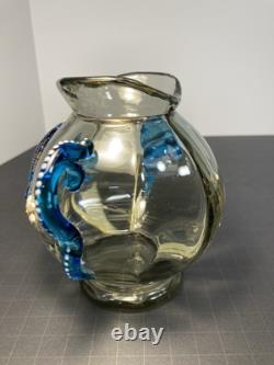 ANT. MOSER BOHEMIAN VASE With APPLIED RAISED FISH/ FLOWERS & HANDLES. BEAUTIFUL ANT. MOSER BOHEMIAN VASE With APPLIED RAISED FISH/ FLOWERS & HANDLES. BEAUTIFUL