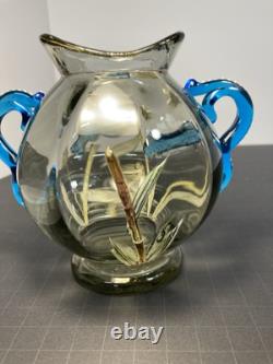 ANT. MOSER BOHEMIAN VASE With APPLIED RAISED FISH/ FLOWERS & HANDLES. BEAUTIFUL ANT. MOSER BOHEMIAN VASE With APPLIED RAISED FISH/ FLOWERS & HANDLES. BEAUTIFUL