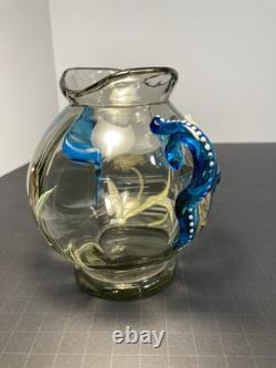 ANT. MOSER BOHEMIAN VASE With APPLIED RAISED FISH/ FLOWERS & HANDLES. BEAUTIFUL ANT. MOSER BOHEMIAN VASE With APPLIED RAISED FISH/ FLOWERS & HANDLES. BEAUTIFUL