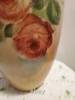 ANTIQUE 1880'S-1910s. ARTGLASS HANDPAINTED VASE. AUSTRIAN OR BAVARIAN. PORCELAIN