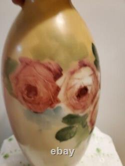 ANTIQUE 1880'S-1910s. ARTGLASS HANDPAINTED VASE. AUSTRIAN OR BAVARIAN. PORCELAIN