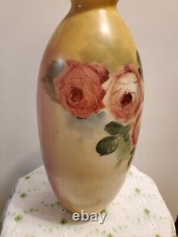 ANTIQUE 1880'S-1910s. ARTGLASS HANDPAINTED VASE. AUSTRIAN OR BAVARIAN. PORCELAIN