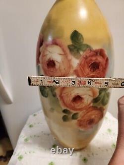 ANTIQUE 1880'S-1910s. ARTGLASS HANDPAINTED VASE. AUSTRIAN OR BAVARIAN. PORCELAIN