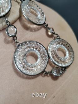 ANTIQUE Art Deco Clear Crystal Paste & Molded Glass Rivière Victorian Necklace ANTIQUE Art Deco Clear Crystal Paste & Molded Glass Rivière Victorian Necklace
