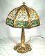 Antique Early 20th Century Victorian Art Nouveau 2 Color Stained Glass Lamp