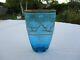 Antique French Blue Enameled Art Glass Spa Cup Glass Tumbler Victoran Boxed Xixe
