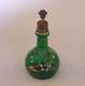 Antique Green Art Glass Perfume Bottle Victorian Powder Avq Patd. July 3 1900