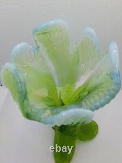 ANTIQUE Kralik Floraform art glass vase opalescent Bohemian art nouveau Glows
