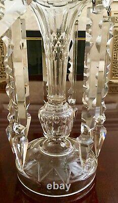 ANTIQUE MOSER BOHEMIAN 12CRYSTAL GLASS LUSTER. CANDLE HOLDER With 9 SPEAR PRISMS