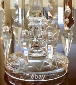 ANTIQUE MOSER BOHEMIAN 12CRYSTAL GLASS LUSTER. CANDLE HOLDER With 9 SPEAR PRISMS