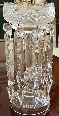 ANTIQUE MOSER BOHEMIAN 12CRYSTAL GLASS LUSTER. CANDLE HOLDER With 9 SPEAR PRISMS