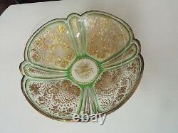 ANTIQUE MOSER BOHEMIAN INTAGLIO CUT FLORAL GOLD GILT ART GLASS BOWL c. 1900