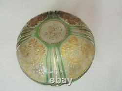 ANTIQUE MOSER BOHEMIAN INTAGLIO CUT FLORAL GOLD GILT ART GLASS BOWL c. 1900