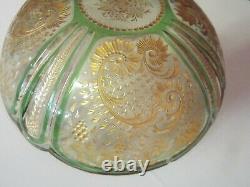 ANTIQUE MOSER BOHEMIAN INTAGLIO CUT FLORAL GOLD GILT ART GLASS BOWL c. 1900