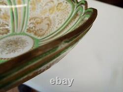 ANTIQUE MOSER BOHEMIAN INTAGLIO CUT FLORAL GOLD GILT ART GLASS BOWL c. 1900