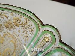 ANTIQUE MOSER BOHEMIAN INTAGLIO CUT FLORAL GOLD GILT ART GLASS BOWL c. 1900