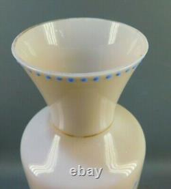 ANTIQUE Mary Gregory Victorian Art Glass White Blue Opaline Enamel Vase