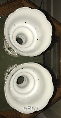 ANTIQUE PAIR OF CZECH/BOHEMIAN/VICTORIAN WHITE CASED compotes MANTLE ENDS LUSTRE